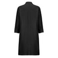 thumbnail image 5 of LYXSSBYX Long Sleeve Dresses Hot Sale Clearance Women's Solid Loose Double Pocket Long Sleeve Solid Cotton and Linen Cardigan Dress, 5 of 8