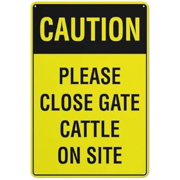 Caution Please Close Gate Cattle On Site Bright Yellow Sign 8"X12" Rust Free Aluminum Signs Outdoor, Metal Tin Sign For Home, Business, Yard