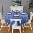 thumbnail image 2 of Blue Checkerboard Checkered Pattern Round Tablecloth 60"x60",Wrinkle Wipeable Table Cloth for Kitchen Dining Room Picnic Patio Party, 2 of 6
