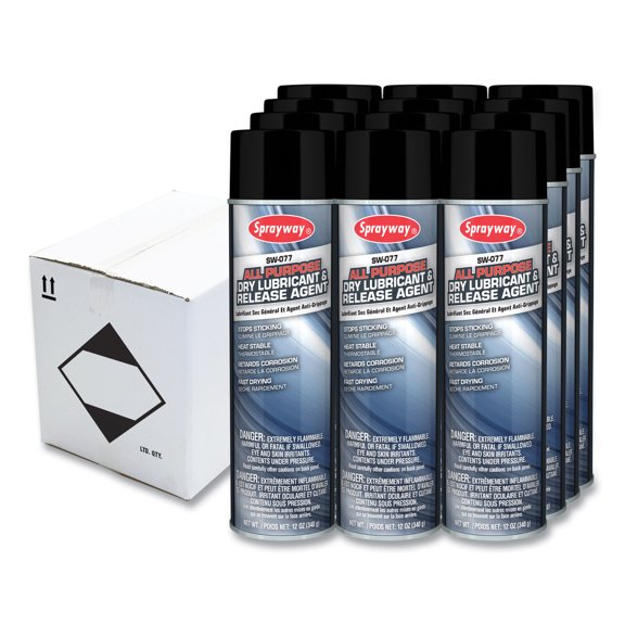 All Purpose Dry Lubricant and Release Agent, 12 oz, Dozen | Bundle of 2 Cartons