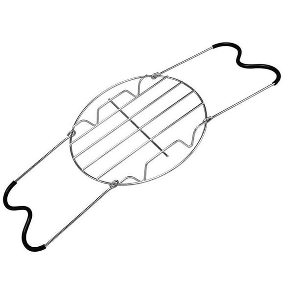 unbranded Stainless Steel Steamer Rack Portable Household Steam Shelf Anti-scald Steaming Rack Pot Plate Bracket (Black Silicone Handle)