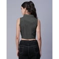 thumbnail image 3 of Moomaya Solid Tank Tops For Women, Sleeveless Collar Neck Shirt Crop Top Blouse, 3 of 7