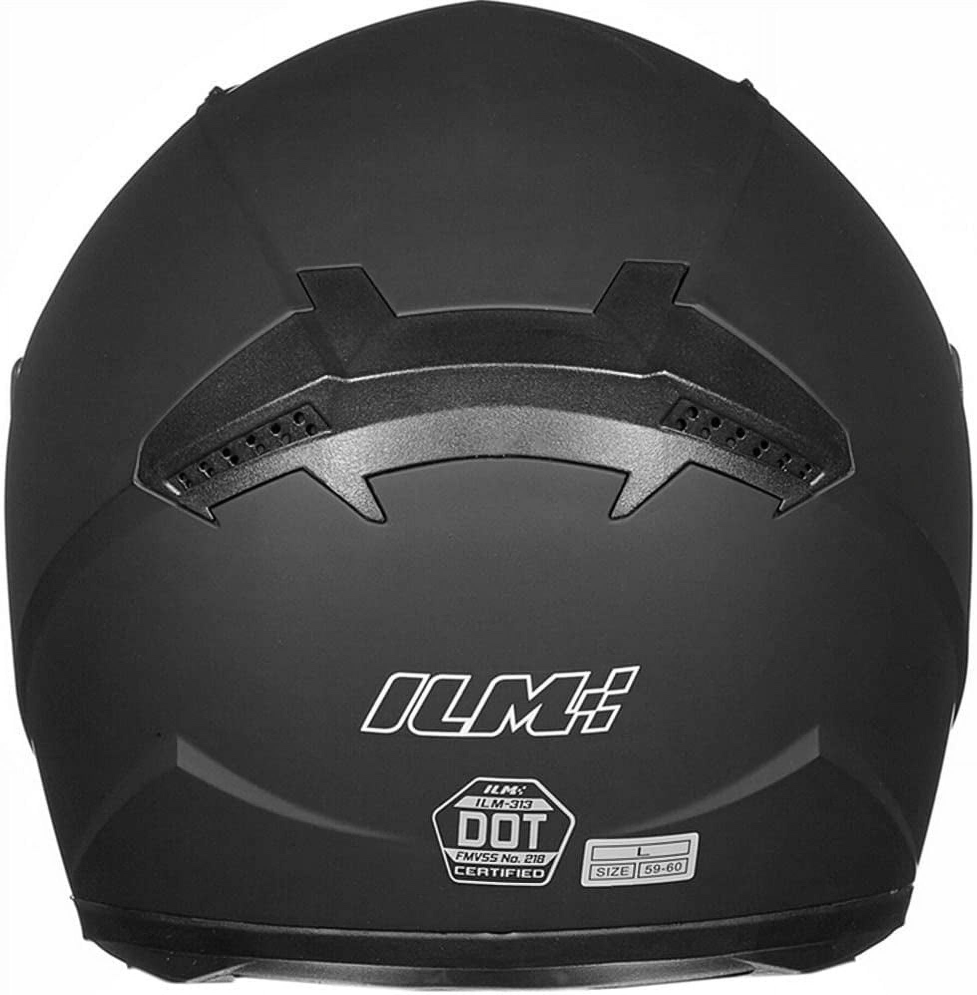 ILM Full Face Motorcycle Street Bike Helmet w/ Removable Winter Neck Scarf + 2 Visors DOT (L, Matte Black)