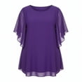 thumbnail image 4 of Plus Size Flutter Sleeve Tops for Women 3/4 Length Loose Fit Solid Blouses Soft Casual Daily Spring and Summer Shirts, 4 of 4