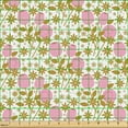 thumbnail image 2 of Ambesonne Spring Fabric by the Yard Upholstery, Flowers Leaves Simplified, 5 Yards, Pale Pink and Dark Khaki, 2 of 5