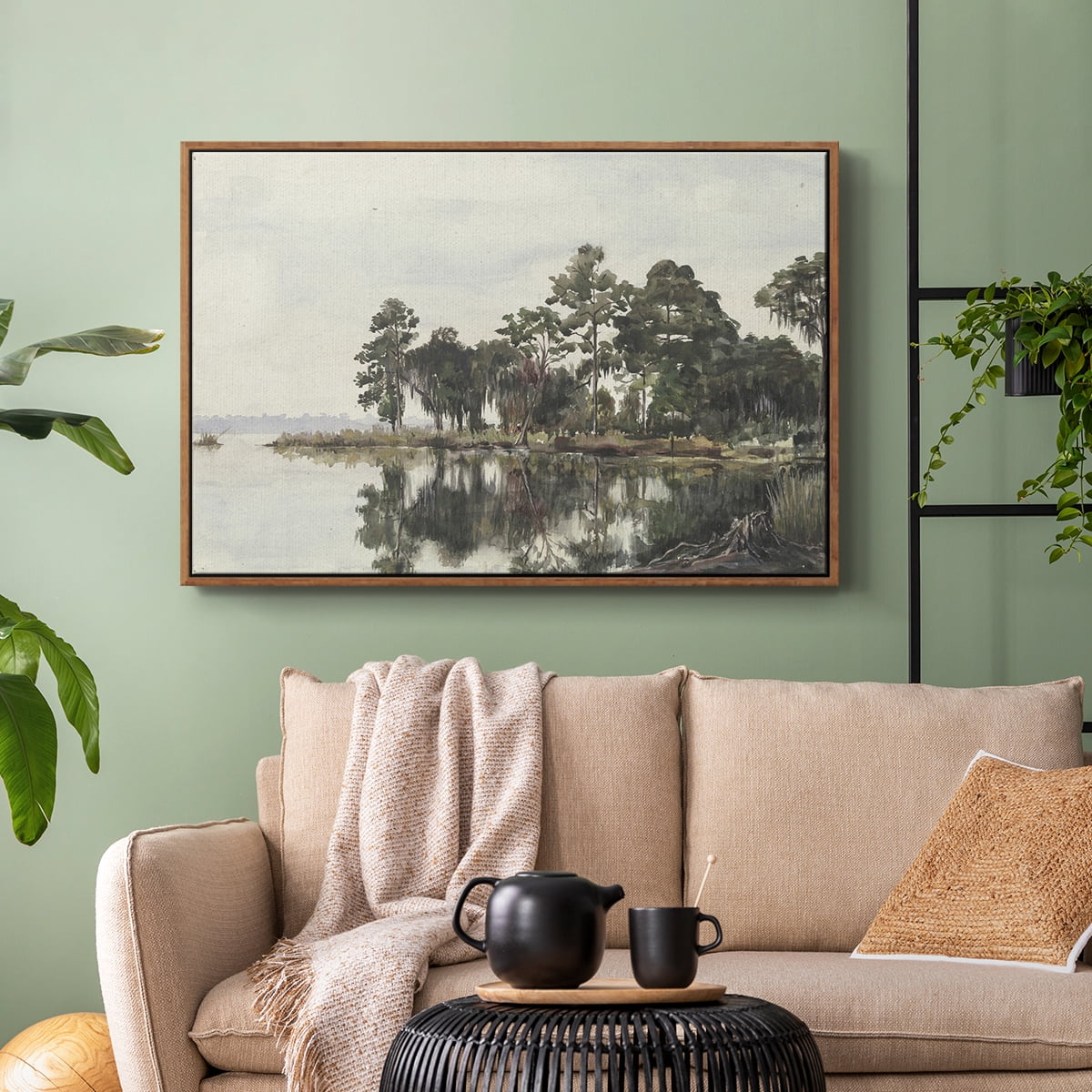 Vintage Landscape-XL By Wexford Home Framed in Walnut Wood Gallery Wrapped Canvas 17 in. x 25 in.