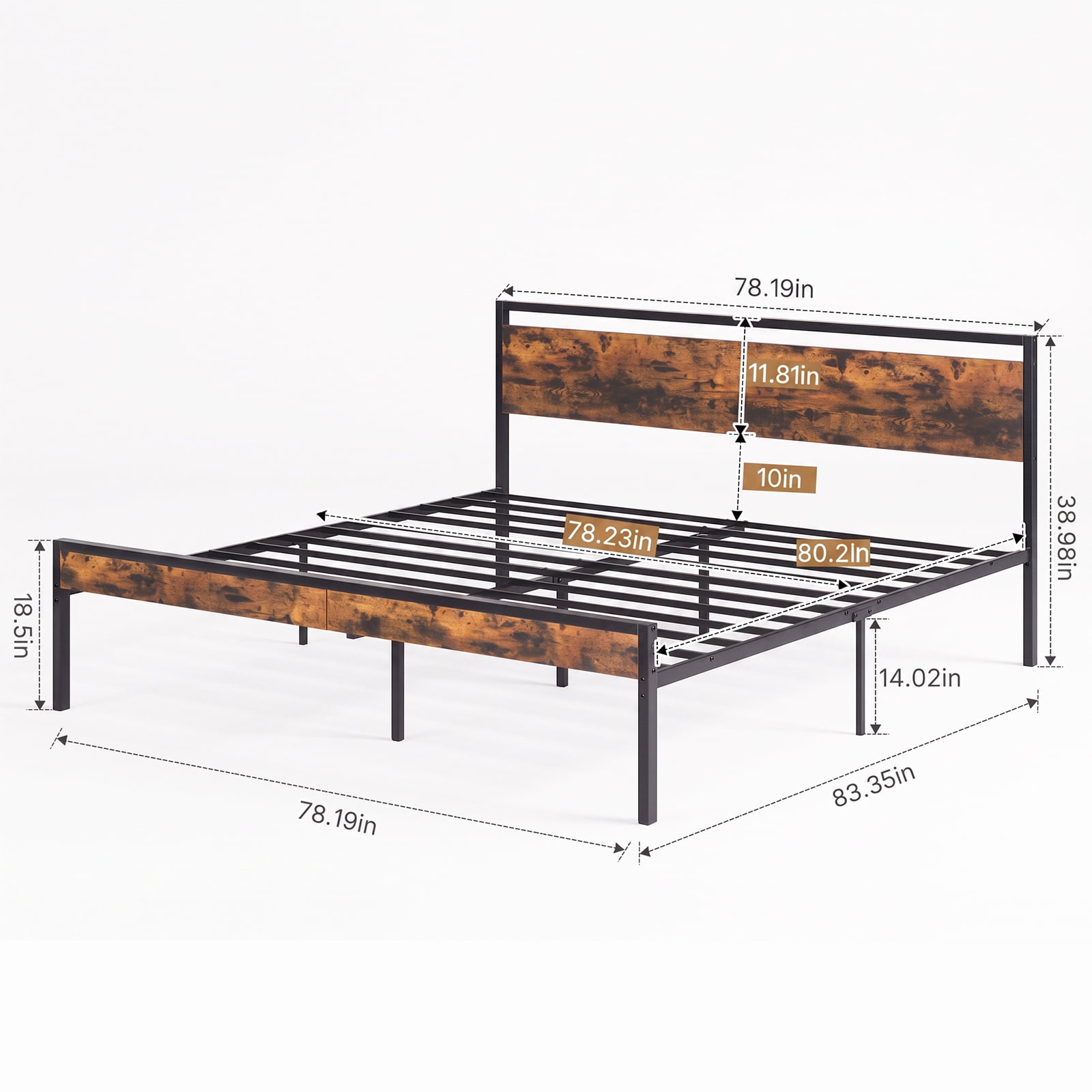 Alvantor Metal Platform Bed Frame, Mattress Foundation with Headboard and and Footboard, No Box Spring Needed Support, Noise Free, Easy Assembly