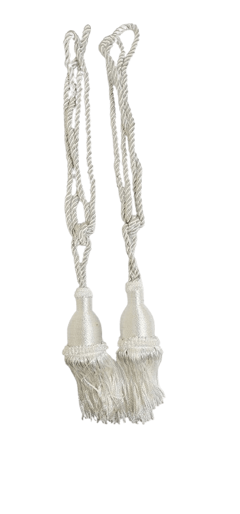 2 Piece Daniela Printed Flowers Luxury Jacquard Attached Valance with Long Crystals Beads and Tassels Window Curtain (54 inches wide x 84 inches long)