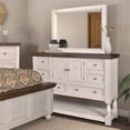 thumbnail image 4 of Sunset Trading Rustic French Dresser and Mirror Set - 6 Drawer - 2 Storage Cabinets - Large Display Shelf - Distressed White and Brown Solid Wood, 4 of 9