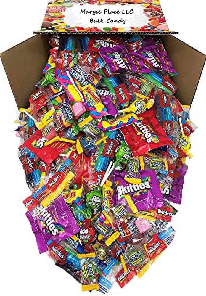 ASSORTED VARIETY BULK CANDY MIX, 5.5 LB of Assorted Individually Wrapped, Snack Size Candy Mix, Skittles, Starburst, Haribo, Jolly Ranchers and More for Pinata Filler, Kids Parties and Office Candy