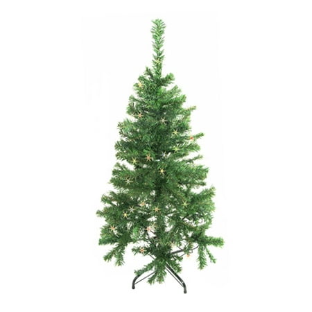 ALEKO CT48H50MC Artificial Indoor Christmas Holiday Tree - 4 Foot - with 50 Multicolored LED Lights - Green