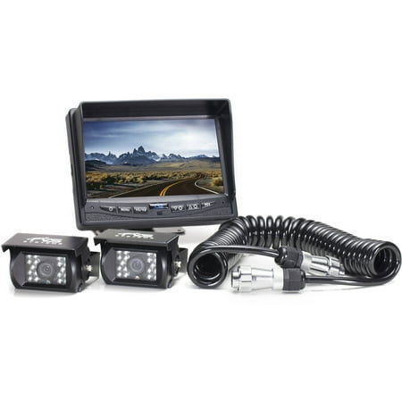 Rear View Camera System, 2 Camera Setup with Trailer Tow Quick Connect/Disconnect (Best Landscape Trailer Setup)