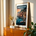 thumbnail image 2 of Seaside Serenity: Portofino Vintage Poster - Portofino Liguria Italy Illustration Travel Poster Vintage Poster Harbor Coastal Landscape Sunset Architecture Oak Framed Wall Art Print 5 x 7 inches, 2 of 59
