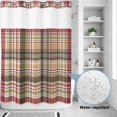 thumbnail image 4 of No Hook Shower Curtain with Built-in Rings - Red Brown Plaid Washable Waterproof Fabric Bathroom Curtains for Hotel,Rentals, 60 X 72 Inch Long , Country Farmhouse Checkered, 4 of 9