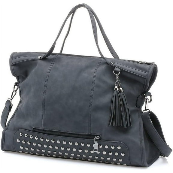 Punk Motorcycle Style Rivet Studded PU Leather Women Handbags Ladies Top Handle Satchel Large Tote Bag Crossbody Bags