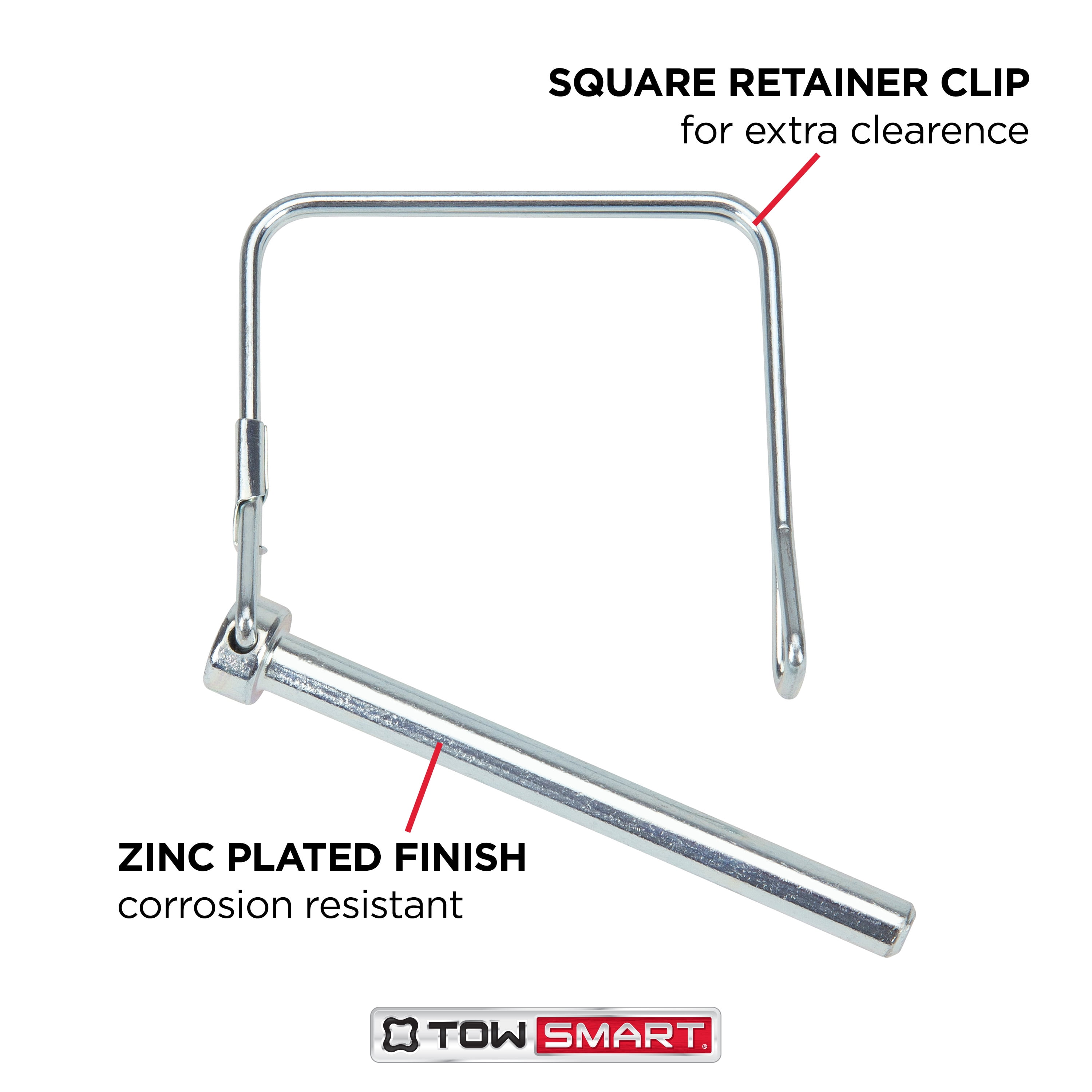 TowSmart Trailer Coupler Safety Pin, Quick Latch, 1/4in Pin, 2-3/4in Span, Zinc Plated Steel, 7366