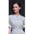thumbnail image 3 of Bimba Rayon Leaf Floral Smocked Waist Printed Gown Maxi Side Slit LadiesÂ&nbsp;Dress-Small, 3 of 6