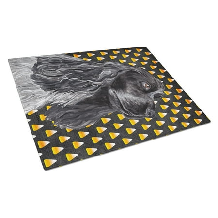 

Caroline s Treasures SC9526LCB Black Cocker Spaniel Candy Corn Halloween Glass Cutting Board Large 12H x 16W