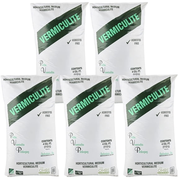 PVP Industries Medium Vermiculite Professional Grade Soil Conditioner, 4 Cu Ft, 5 Pack