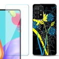 thumbnail image 1 of Slim-Fit Flexible Gel TPU Phone Case compatible with Samsung Galaxy A52 5G, with Tempered Glass Screen Protector, by OneToughShield ® - Wild Flowers, 1 of 2