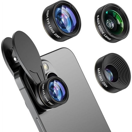 Phone Camera Lens 3 in 1 Kit, COSULAN Phone Lens Kit - 235° Fisheye Lens + 25X Macro Lens + 0.62X Wide Angle Lens, Clip on Cell Phone Lens Camera Compatible with iPhone Samsung Android Smartphones