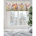 thumbnail image 5 of Curtain Valance for Windows,Spring Pastoral Colorful Flower Leaves Kitchen Valances Rod Pocket Short Curtains,Beige Linen Background Window Treatment Panel for Bedroom Bathroom 42x12in, 5 of 9
