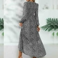 thumbnail image 6 of Women's V-Neck Puff Sleeve A-Line Dress High Waist Split Maxi Dress Bohemian Vacation Dresses, 6 of 7