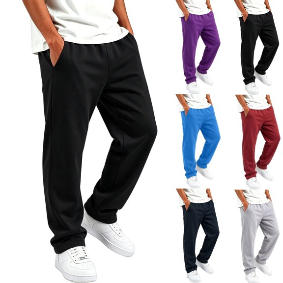 Axiiglly Boys Sweatpants, Elastic Waist Cozy Solid Color Straight Leg Sweatpants with Side Pockets, Fall Winter Casual Bottom for Kids Clothes