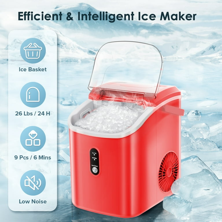 Auseo Nugget Ice Maker Countertop with Soft Chewable Pellet Ice, 34lbs