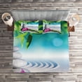thumbnail image 2 of Ambesonne Peace Quilted Coverlet 3 Pcs, Spa Sand Orchid Flower, King Size, Blue Fern Green Fuchsia, 2 of 2
