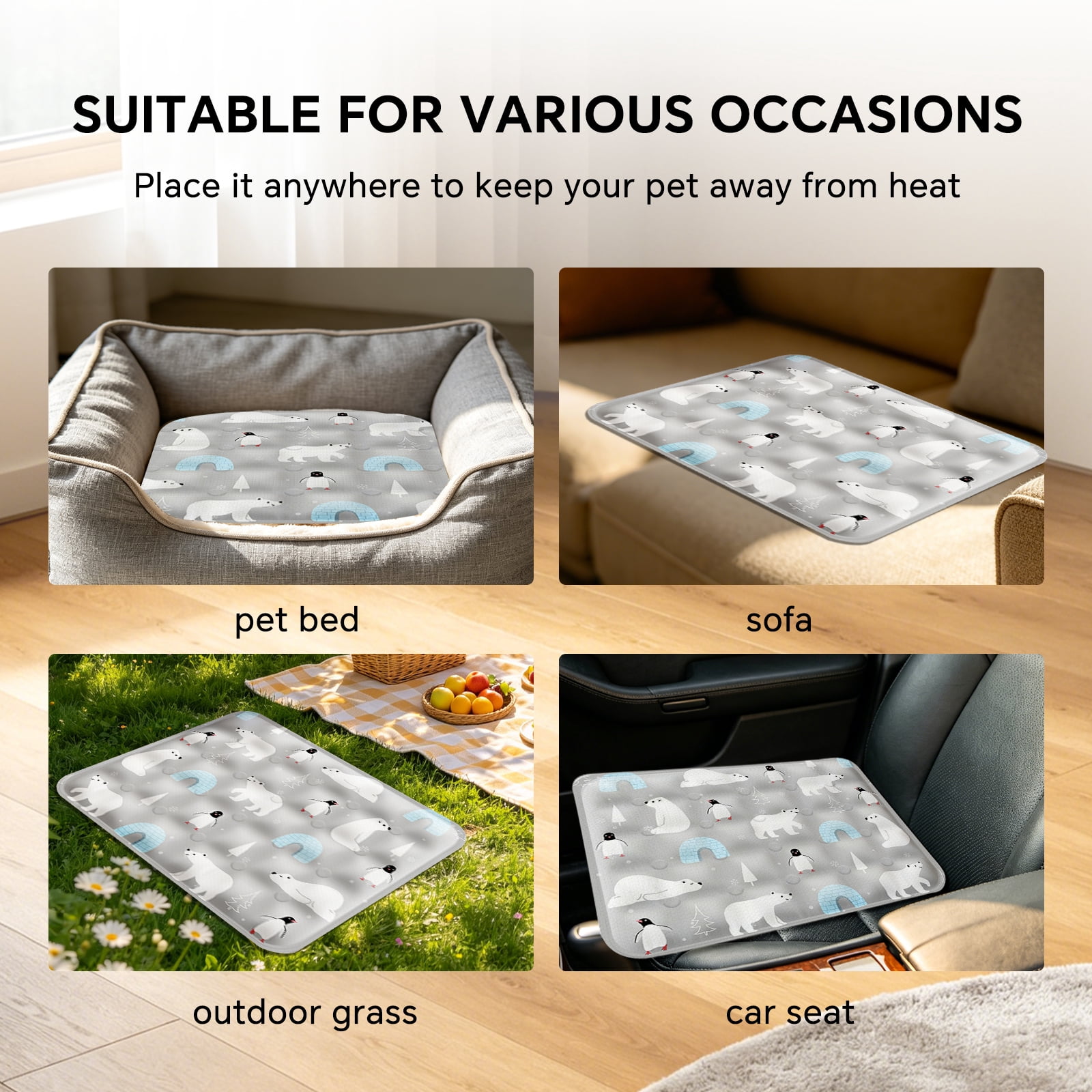 Pet Cooling Mat, Instant Cool Gel Pad for Dogs & Cats, Summer Instant Chill No Refrigeration, Portable Reusable Sleeping Bed (60*90cm/23.62*35.43in)