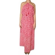 Michael Michael Kors Off-The-Shoulder Floral Print Maxi Dress (Raspberry, 8)