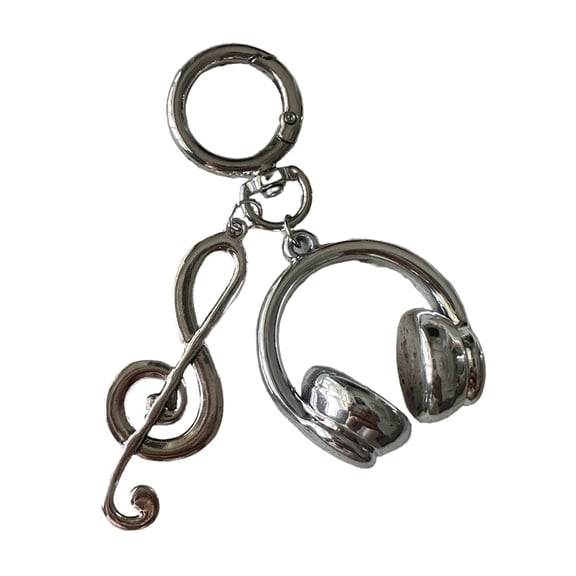 Modern Music Lover Keychain With Headphone And Note Detail Lightweight Acrylic Charm Suitable For Gifts Decoration