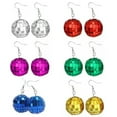 thumbnail image 5 of EOEMY Christmas Glass Crystal Ball Hook Earrings Drop Dangle Women Festival Jewelry-Red, 5 of 9