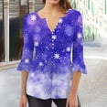 thumbnail image 5 of Camisetas con Cuello en V Mujeres Moda Impresa 3/4 Mangas Blusa, Top Cómodo Casual para el Hogar Y Diario, 5 of 5