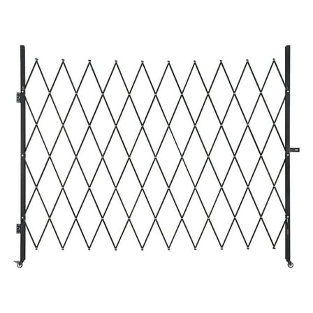 VEVOR Single Folding Security Gate, Lockable Scissor Gate with 360° Swivel Casters, Outdoor Barricade Steel Retractable Gates, for Entry Security, Garage, Warehouse & Pool, 94.49 x 86.81 in (W x H)