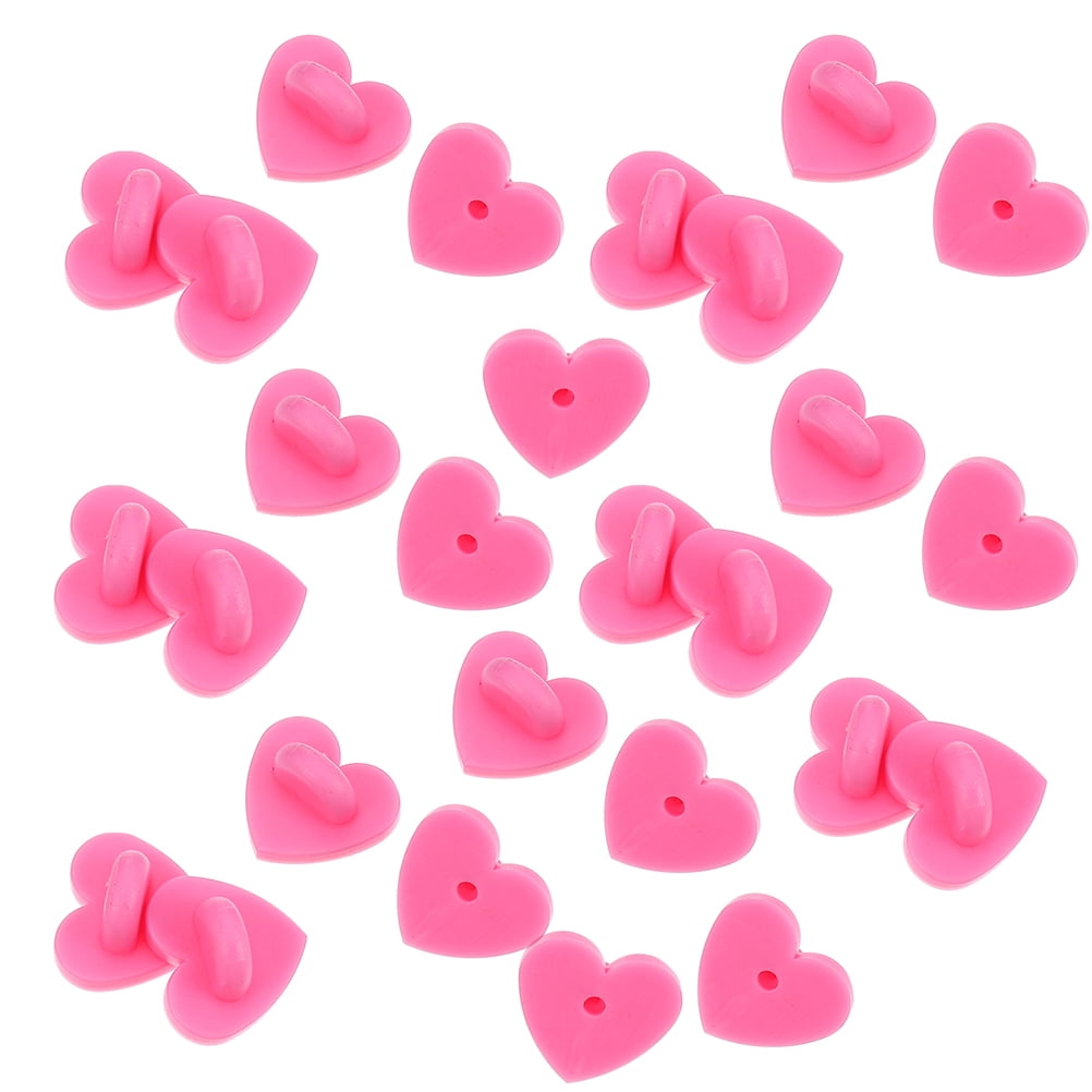 200pcs Rubber Pin Backs Heart Brooch Buckle Brooch Heart Shape DIY