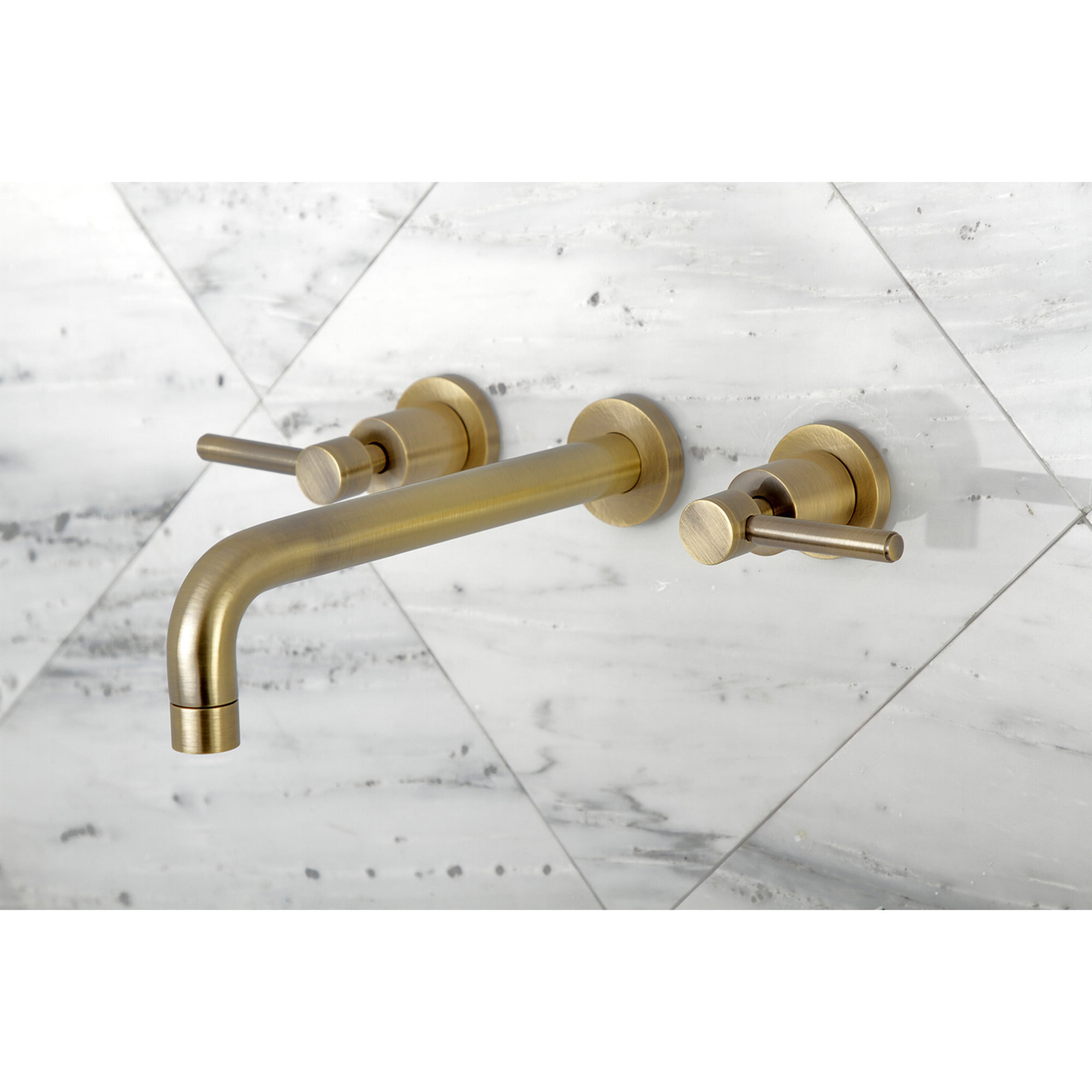 Kingston Brass KS8023DL Concord Two-Handle 3-Hole Wall Mount Roman Tub Faucet in Antique Brass