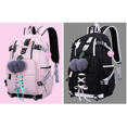thumbnail image 3 of Teens Backpack Pom Pom Lace up USB Splash-proof College Backpack Travel Backpack, 3 of 10