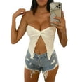 thumbnail image 4 of Lnzyyephy Women's Bandeau Tops, Fashion Sleeveless Solid Color Twist Front Split Tube Tops, 4 of 9