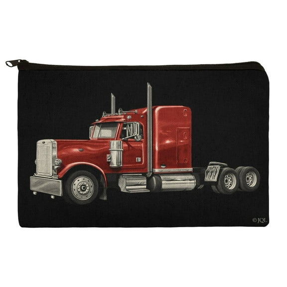 Semi Tractor Trailer Truck Trucker Pencil Pen Organizer Zipper Pouch Case