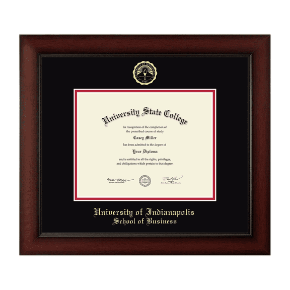 Framerly - Uindy Business Diploma Frame with Black and Red Mat