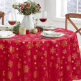thumbnail image 5 of Christmas Table Cloth Round 60 Inch, Waterproof Red Gold Snowflake Tablecloth, Washable Metallic Xmas Table Cover Spillproof Winter Table Cloths Cover for Holiday Christmas Decorations, 5 of 5