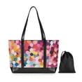 thumbnail image 7 of FORMRS Canvas Laptop Tote Bag for Women with 15.6" Computer Compartments Shoulder Handbag, Black Colorful Circles, 7 of 7