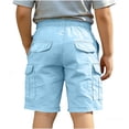 thumbnail image 4 of HAOTAGS Cargo Shorts for Teen Boys (5-15), Elastic-Waist Straight-Fit Casual Shorts Lightweight Mid-Length Summer Trousers Blue 7-8 Years, 4 of 7