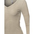 thumbnail image 4 of A2Y Women's Basic Solid Long Sleeve V Neck Fitted Thermal Top Shirt Oatmeal M, 4 of 6