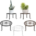 thumbnail image 1 of Soporte para plantas en maceta, [paquete de 3] soporte para macetas de hierro para interiores, resistente a la oxidación, soporte de jardín de metal duradero de 9 pulgadas - blanco, negro y chocolate, 1 of 5