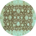 thumbnail image 1 of Ahgly Company Indoor Round Oriental Light Blue Traditional Area Rugs, 7' Round, 1 of 4
