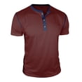 thumbnail image 4 of Dresfit Henley Shirts Mens Short Sleeve Button Down Tennis Tees Solid Cotton Big and Tall Business Tops Basic Loose T Shirts Wine 3XL, 4 of 5