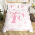thumbnail image 2 of Initial Letter F Duvet Cover Set Twin Size,Princess Style Pink Bowknot Girly Romantic Bedding Set, Room Decor,Dreamy Bow Love Hearts Kawaii Pink Quilt Cover,No Comforter, 2 of 6